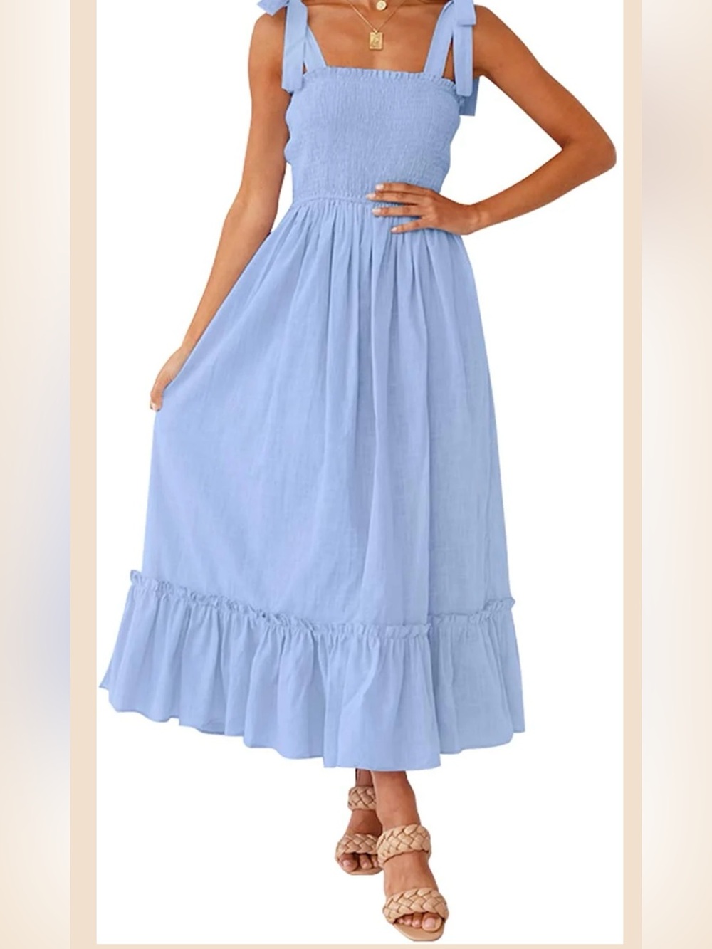 ZESICA Womens Summer Boho Tie Strap Maxi Dress size medium